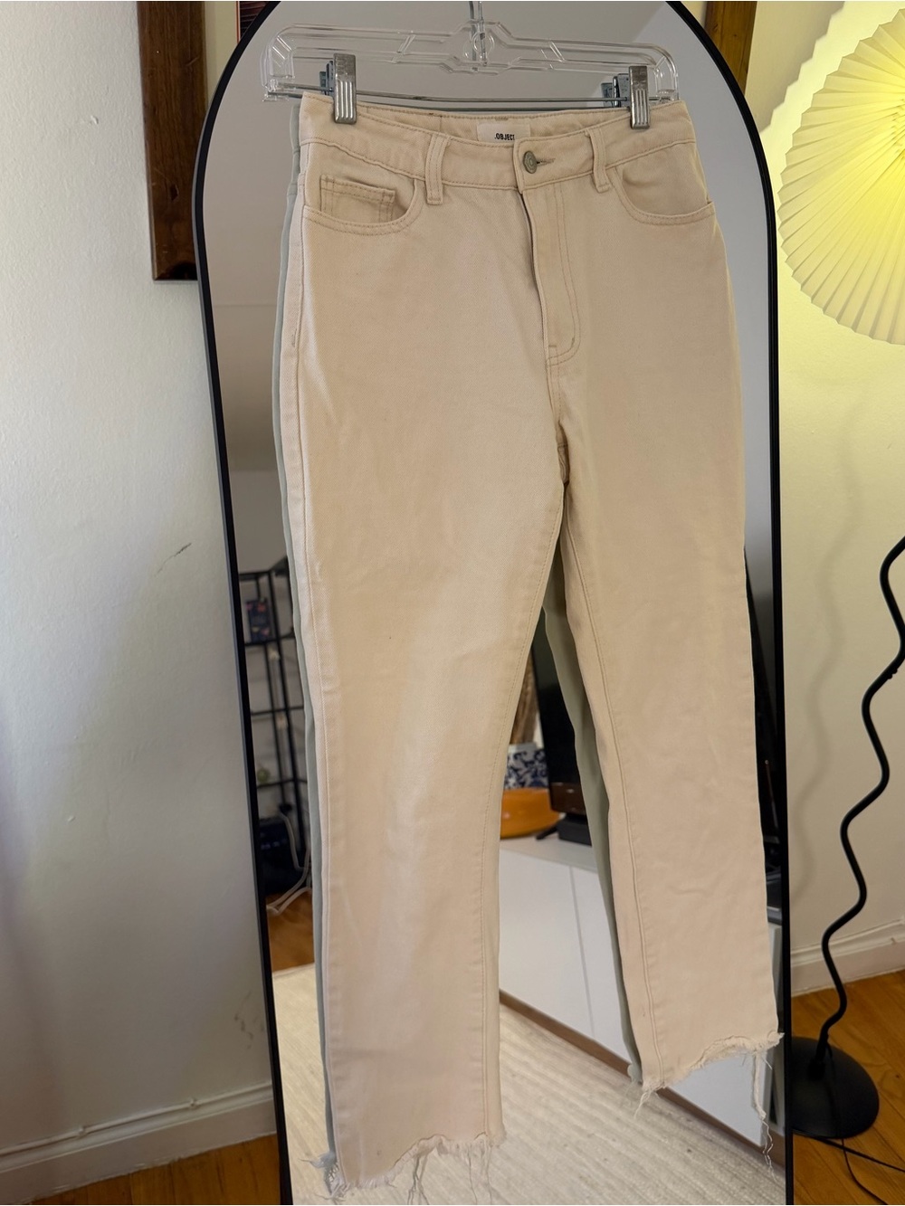 .OBJECT Women's High-Rise Straight Jeans in Sandshell